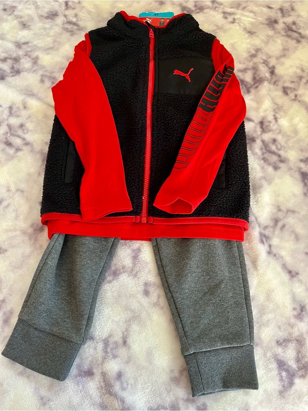 Puma Red & Black  3 Piece Jogger Set